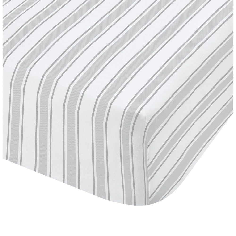 Šedo-bílé bavlněné prostěradlo Bianca Check and Stripe, 90 x 190 cm - Bonami.cz