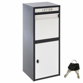 Stojanová poštovní schránka KIM, černo-bílá, ocel, 2 klíče