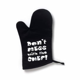 Černá bavlněná kuchyňská rukavice Cooksmart ® Don\'t Mess With The Chef