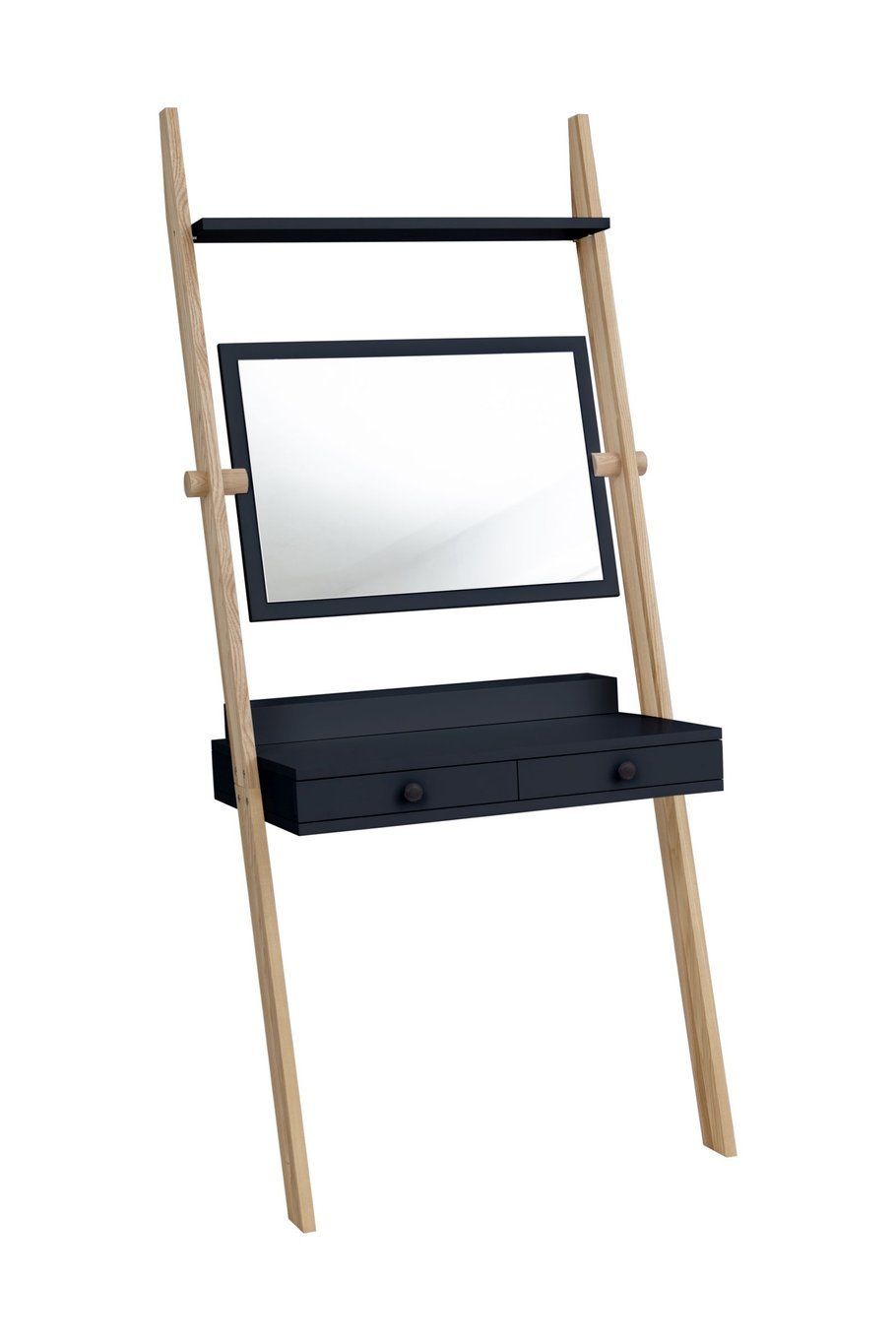 Ragaba Toaletní stolek se zrcadlem Hilding, 49x79x183 cm, grafitová/přírodní - MUJ HOUSE.cz