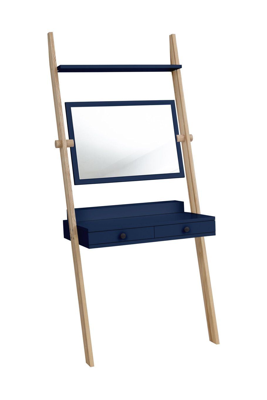 Ragaba Toaletní stolek se zrcadlem Hilding, 49x79x183 cm, námořní modrá/přírodní - MUJ HOUSE.cz