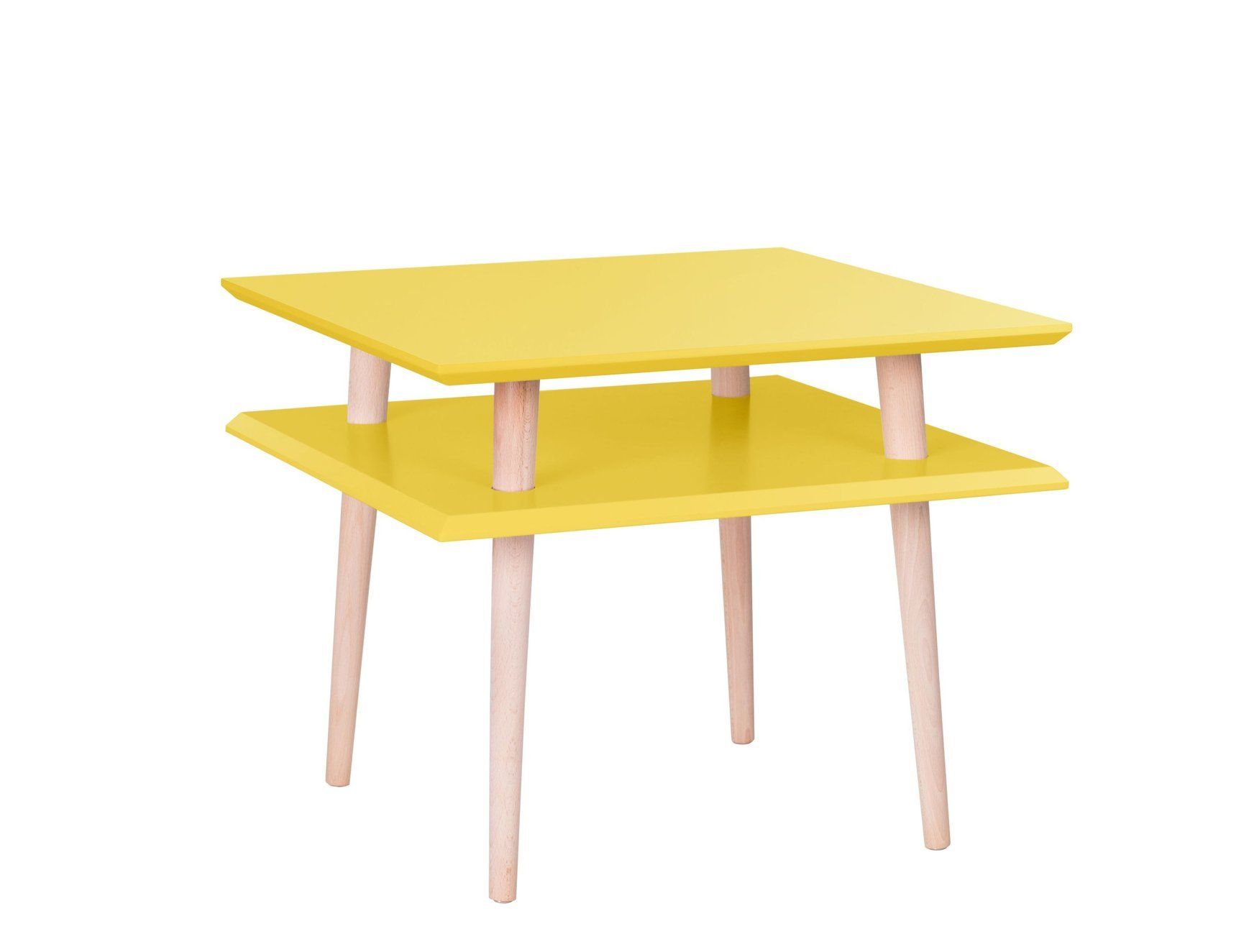 Ragaba Konferenční stolek Verkel, 55x55x45 cm, žlutá/přírodní - MUJ HOUSE.cz
