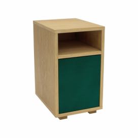 Ragaba Noční stolek Salim, 30x40x52,5 cm, dub/lahvově zelená