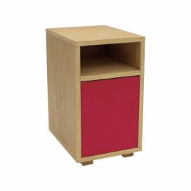 Ragaba Noční stolek Salim, 30x40x52,5 cm, dub/červená