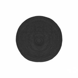 LABEL51 Černý kulatý koberec Braos M z juty, 90x90 cm