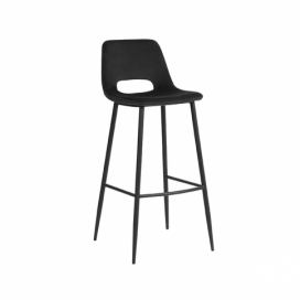 LABEL51 Černá sametová barová židle Boor