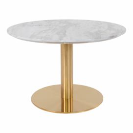 Kulatý konferenční stolek v bílo-zlaté barvě s deskou v dekoru mramoru 70x70 cm Bolzano – House Nordic