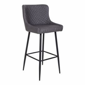 Nordic Experience Kožená barová židle Ulkir, tmavě šedá/černá