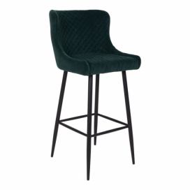 Nordic Experience Sametová barová židle Ulkir, tmavě zelená/černá