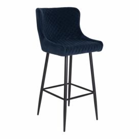 Nordic Experience Sametová barová židle Ulkir, tmavě modrá/černá
