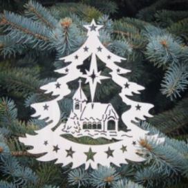 DUBLEZ | Dřevěný vánoční stromek s kostelem