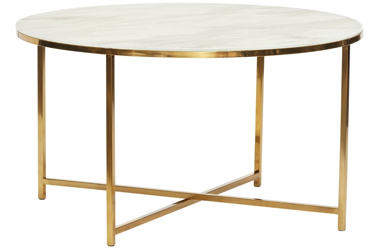 Bílo zlatý kovový konferenční stolek Hübsch Pond 80 cm - Designovynabytek.cz