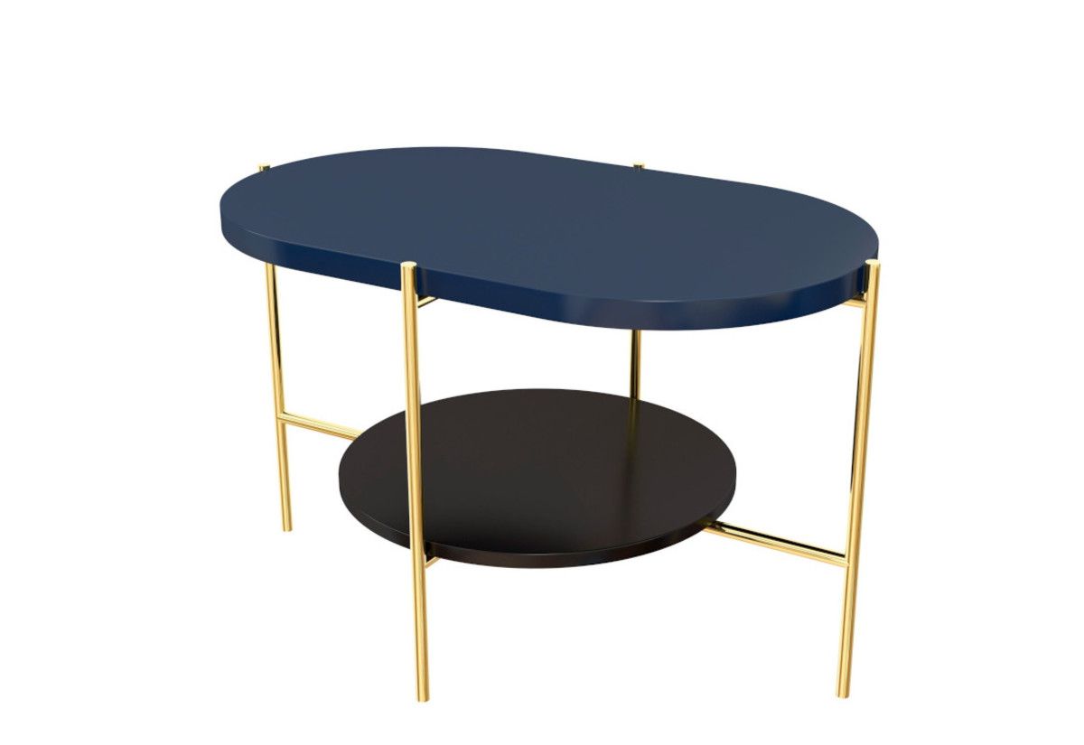Konferenční stolek RING, 80x50x50, modrá/zlatá - Expedo s.r.o.