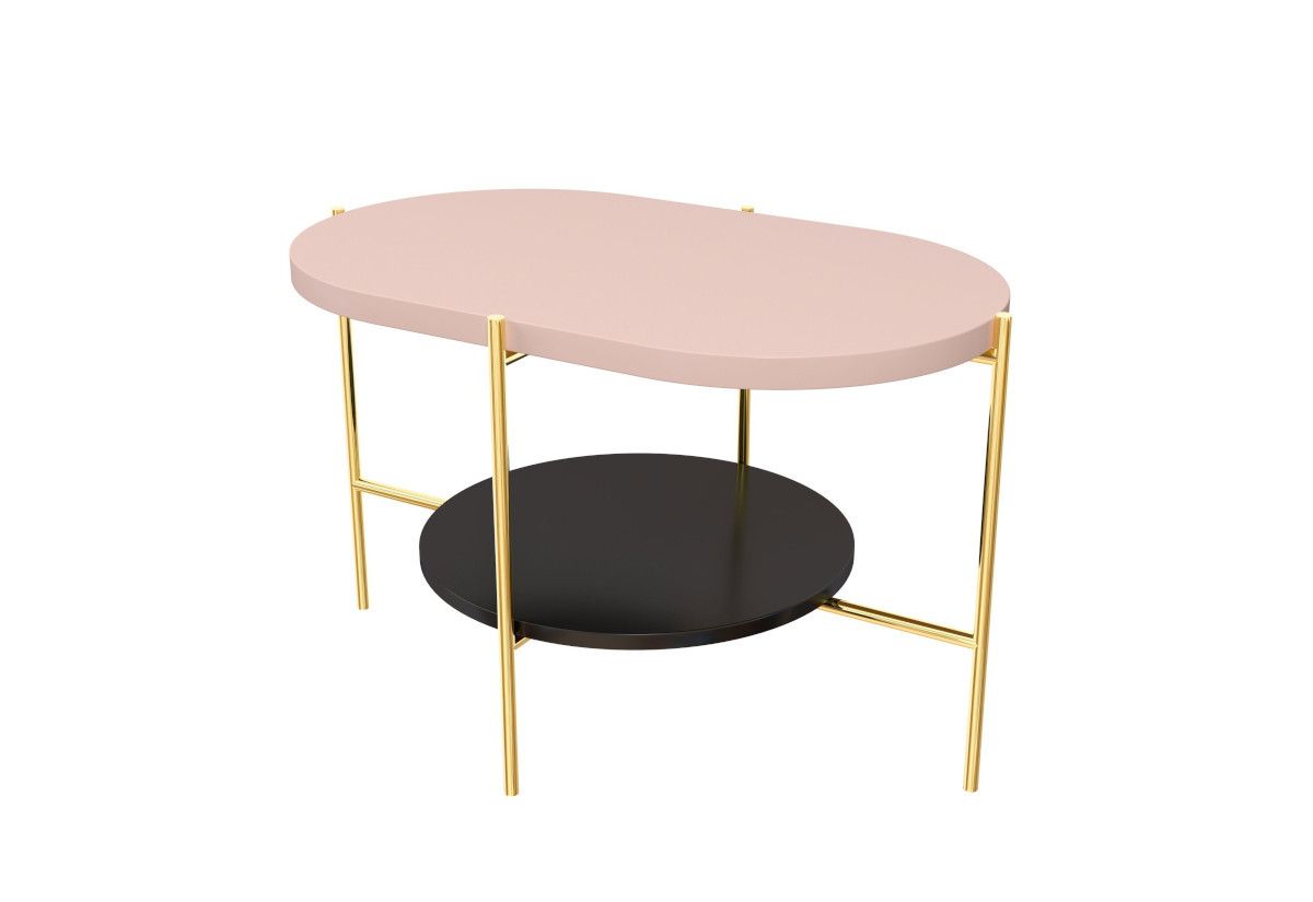 Konferenční stolek RING, 80x50x50, růžová/zlatá - Expedo s.r.o.