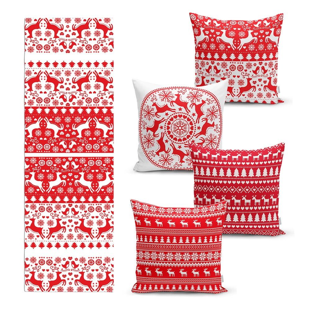 Sada 4 vánočních povlaků na polštář a běhounu na stůl Minimalist Cushion Covers Christmas - Bonami.cz