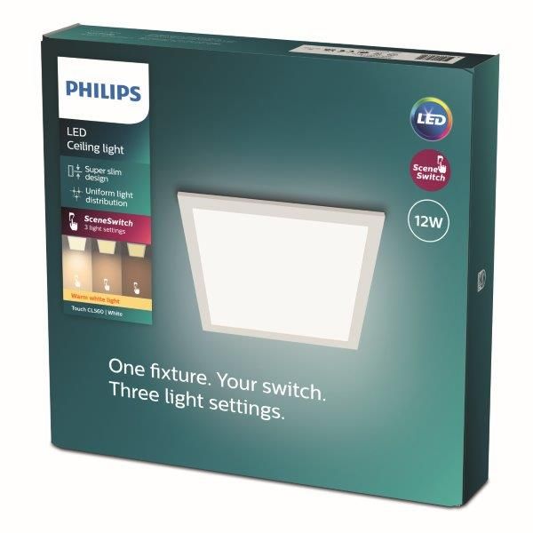 Philips 8719514326620 Super slim panel CL560 stropní svítidlo LED 12W/1050lm 2700K bílá SceneSwitch - Svítidla FEIM