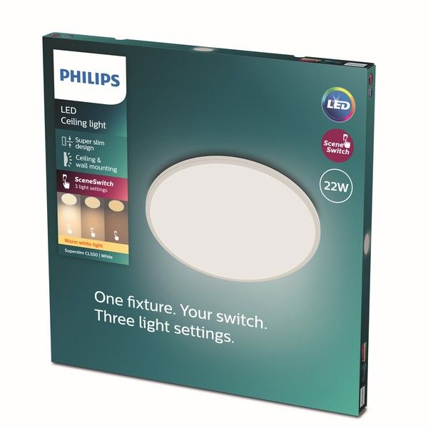 Philips 8719514327061 Super Slim CL550 stropní svítidlo LED D430mm 22W/2000lm 2700K bílá SceneSwitch - Svítidla FEIM