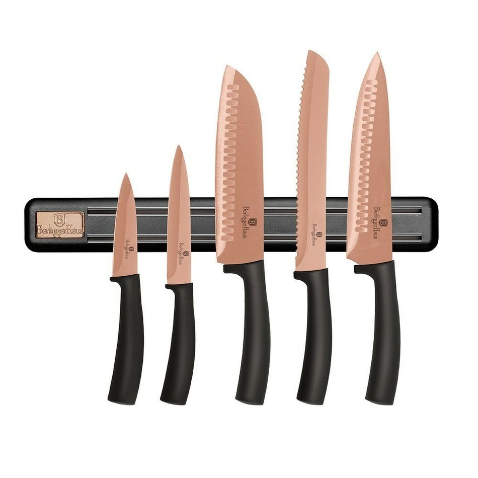 Berlinger HausSada nožů s magnetickým držákem 6 ks Black Rose Collection - 4home.cz