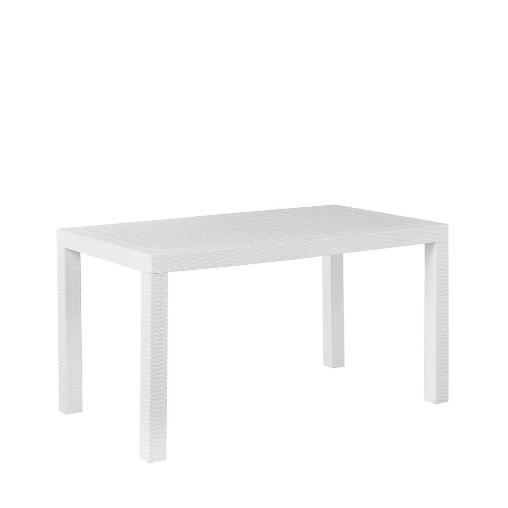 Zahradní stůl v ratanovém vzhledu 140 x 80 cm bílý FOSSANO - Beliani.cz