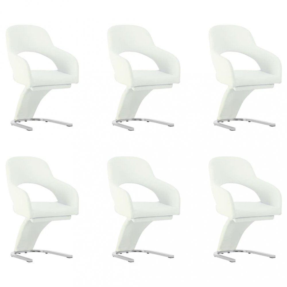 Jídelní židle 6 ks umělá kůže / chrom Dekorhome Bílá - DEKORHOME.CZ