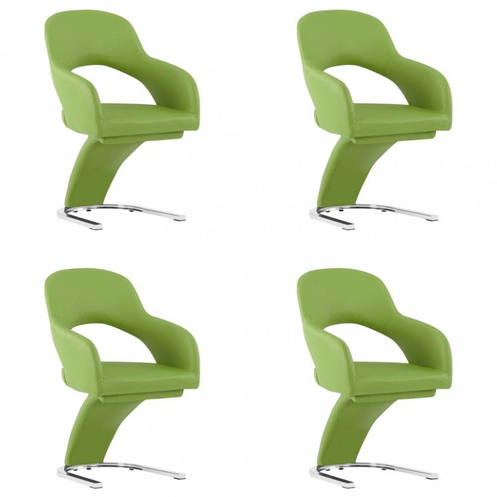 Jídelní židle 4 ks umělá kůže / chrom Dekorhome Zelená - DEKORHOME.CZ