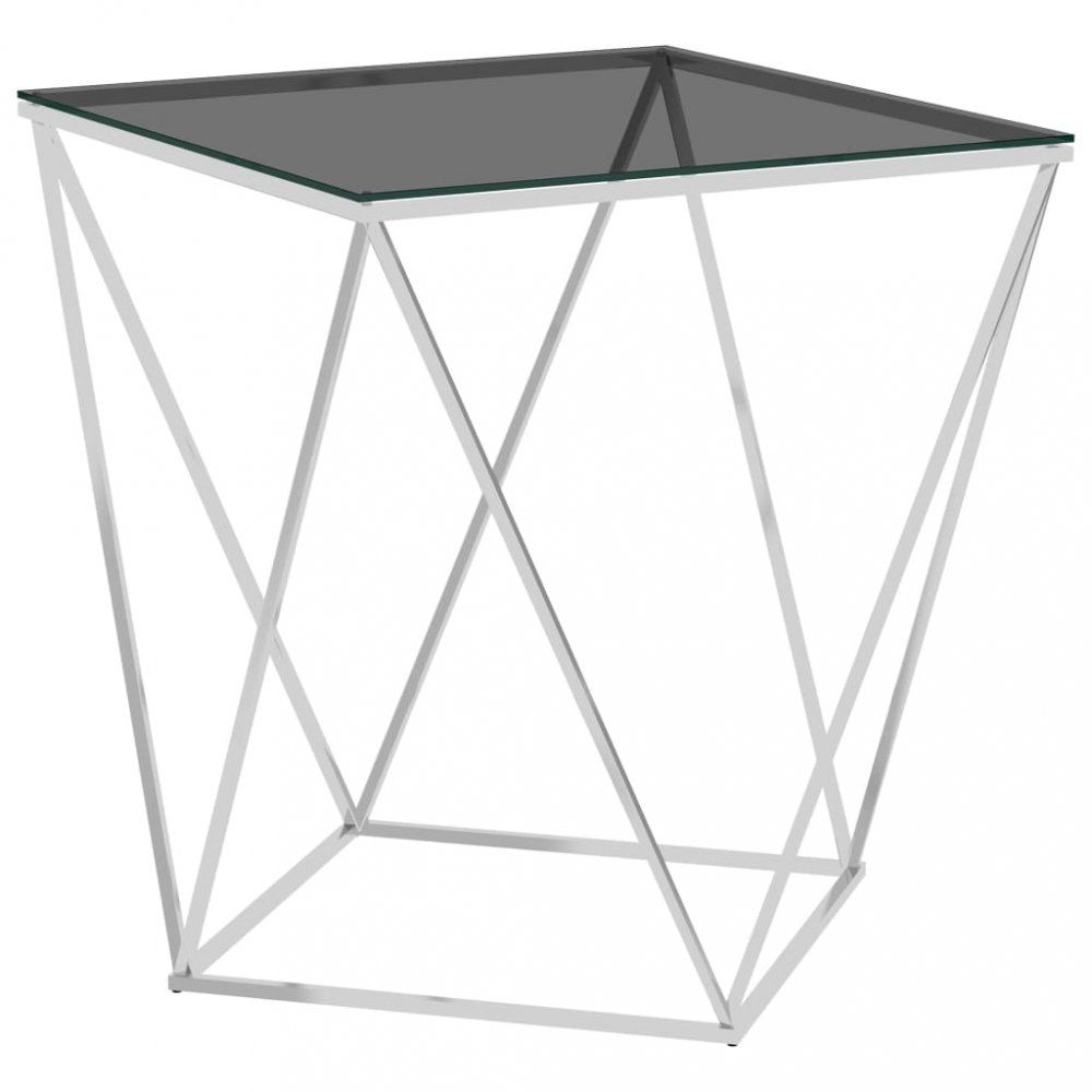 Konferenční stolek nerezová ocel / sklo Dekorhome Stříbrná - DEKORHOME.CZ