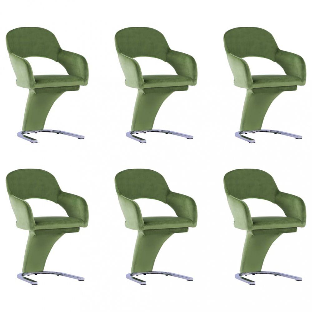 Jídelní židle 6 ks samet / chrom Dekorhome Zelená - DEKORHOME.CZ