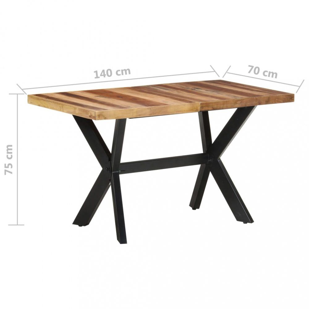 Jídelní stůl masivní dřevo / ocel Dekorhome 140x70x75 cm - DEKORHOME.CZ