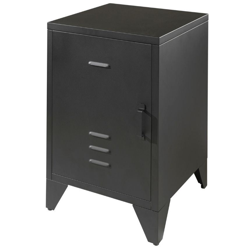 Černý kovový noční stolek Vipack Bronxx 40 x 40 cm - Designovynabytek.cz