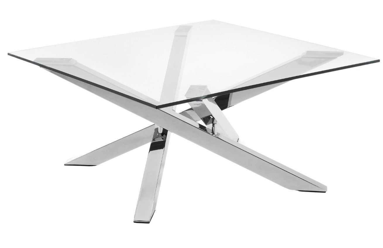 Skleněný konferenční stolek Kave Home Kamido 90 x 90 cm s kovovou podnoží - Designovynabytek.cz