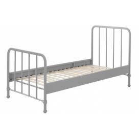 Matně šedá kovová postel Vipack Bronxx 90 x 200 cm