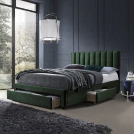  Grace postel se zásuvkami tmavě zelená samet