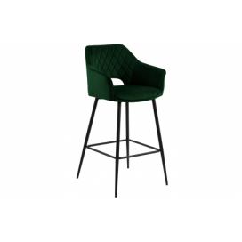 Scandi Zelená sametová barová židle Becky 75 cm
