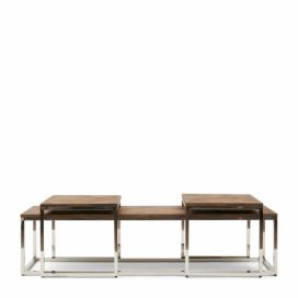 MUJ HOUSE.cz: Set 3 ks konferenčních stolků Rivièra Maison Bushwick Long, jilmové dřevo/nerezová ocel