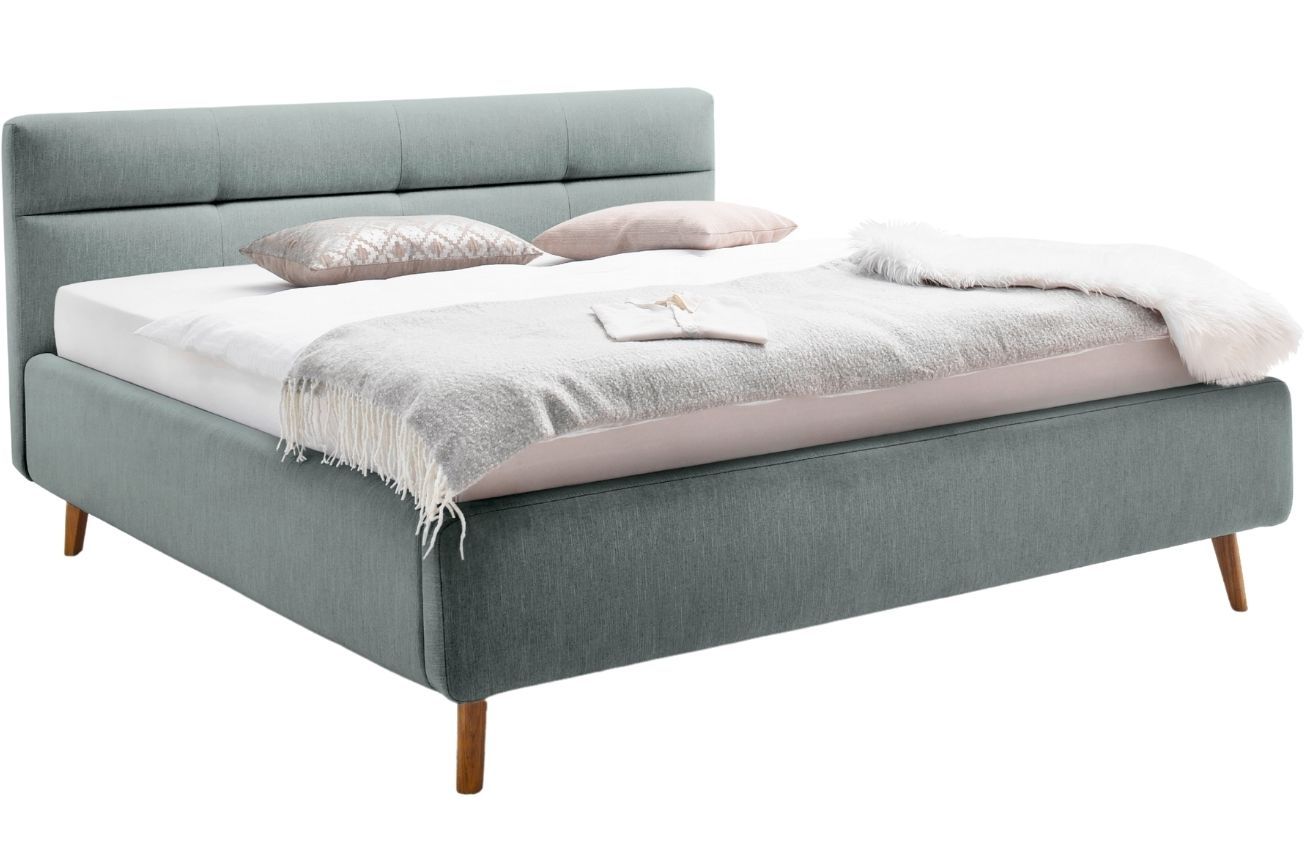 Ledově modrá látková dvoulůžková postel Meise Möbel Lotte 160 x 200 cm s úložným prostorem - Designovynabytek.cz