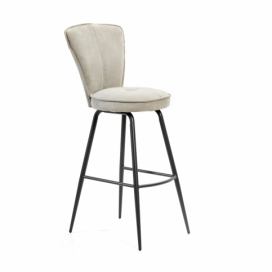 Marckeric Látková barová židle Minty, světle šedá/černá, 108 cm