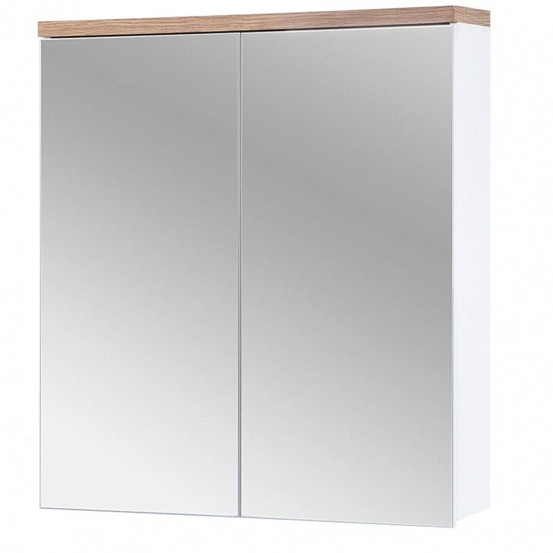 Comad Závěsná koupelnová skříňka se zrcadlem Bali 840 2D bílá/dub votan - Houseland.cz