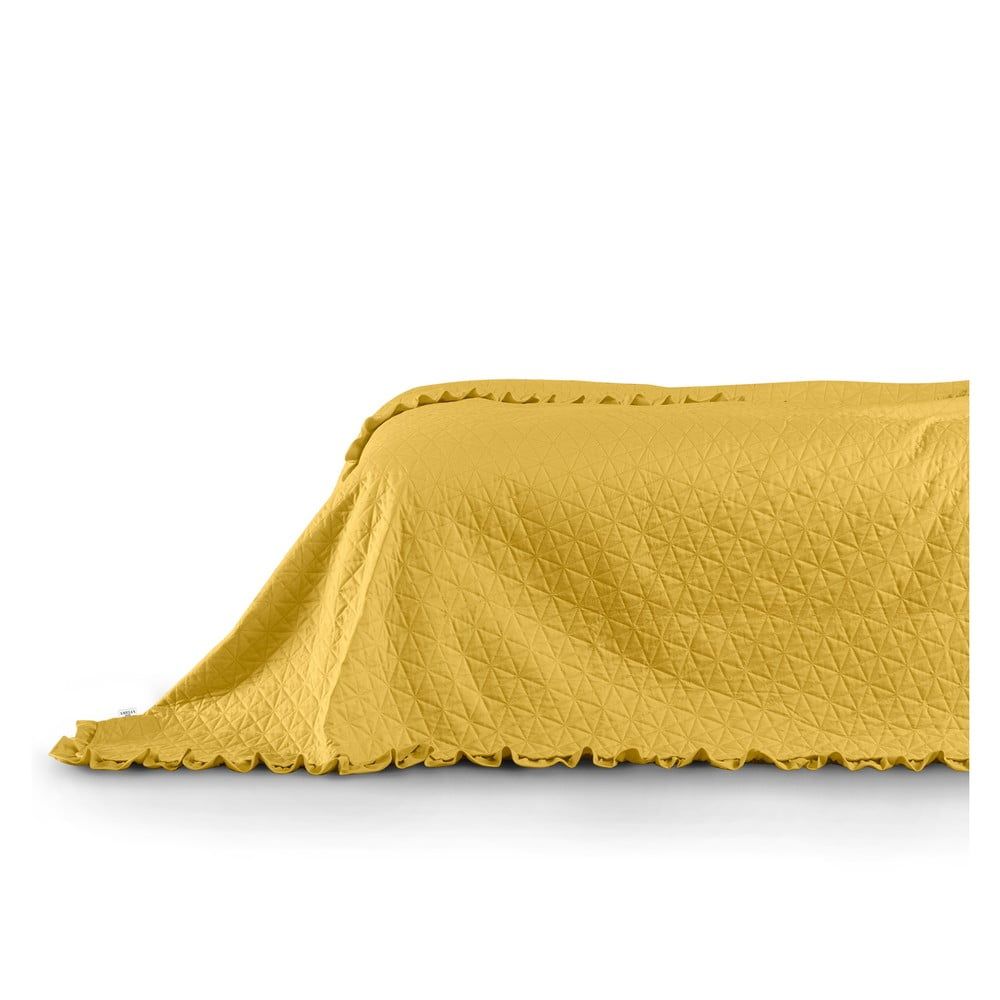 Žlutý přehoz přes postel AmeliaHome Tilia, 260 x 240 cm - Bonami.cz