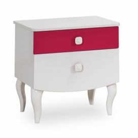 Dětský noční stolek Rosie - bílá/rubínová