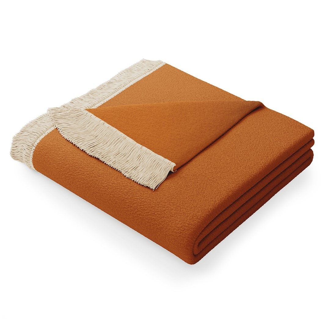 Oranžová deka s příměsí bavlny AmeliaHome Franse, 150 x 200 cm - Bonami.cz