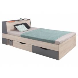 Mládežnická postel 120x200 Delta DL15 L/P Dub / Antracitová