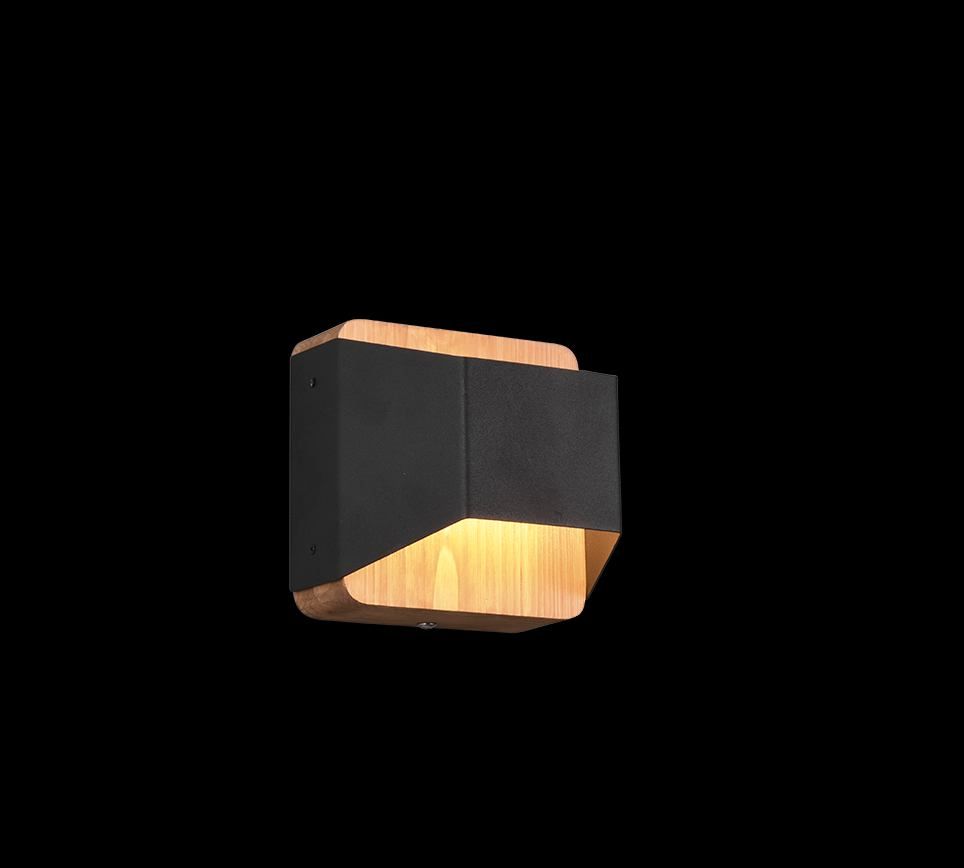 Trio 224810132 LED nástěnné svítidlo Arino 1x4,3W | 400lm | 3000K - 3 fázové stmívání, dřevo, černá - Dekolamp s.r.o.