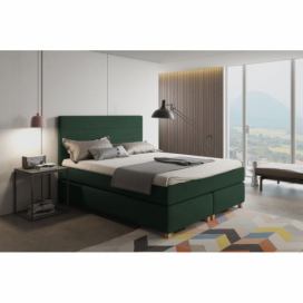 Hector Kontinentální velurová postel Paula 160x200 cm zelená
