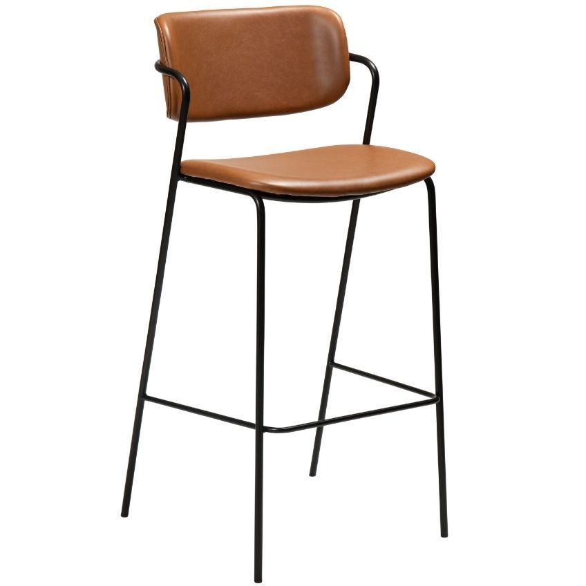 Hnědá barová židle z imitace kůže DAN-FORM Denmark Zed, výška 107 cm - Bonami.cz