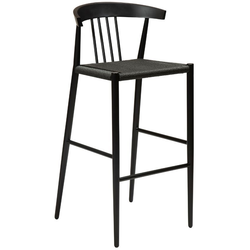 Černá kovová barová židle DAN-FORM Sava s výpletem 76,5 cm - Designovynabytek.cz