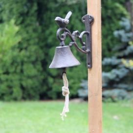 Litinový zvonek s ptáčkem 
