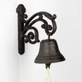 Litinový zvonek nástěnný zdobený 13,5×14×7,5cm