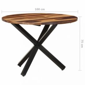 Jídelní stůl akácie / černá Dekorhome 100x100x75 cm