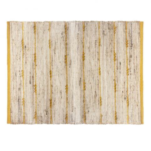 DekorStyle Dekorativní jutový koberec Yellow Stripe 60x90 cm Houseland.cz