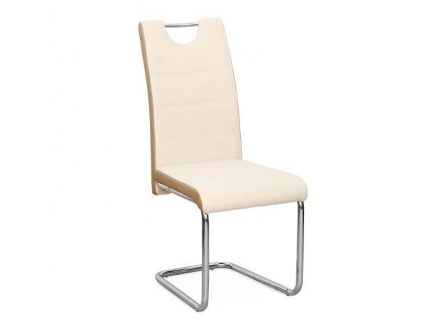 Židle IZMA, ekokůže béžová / béžová látka + chrom - FORLIVING